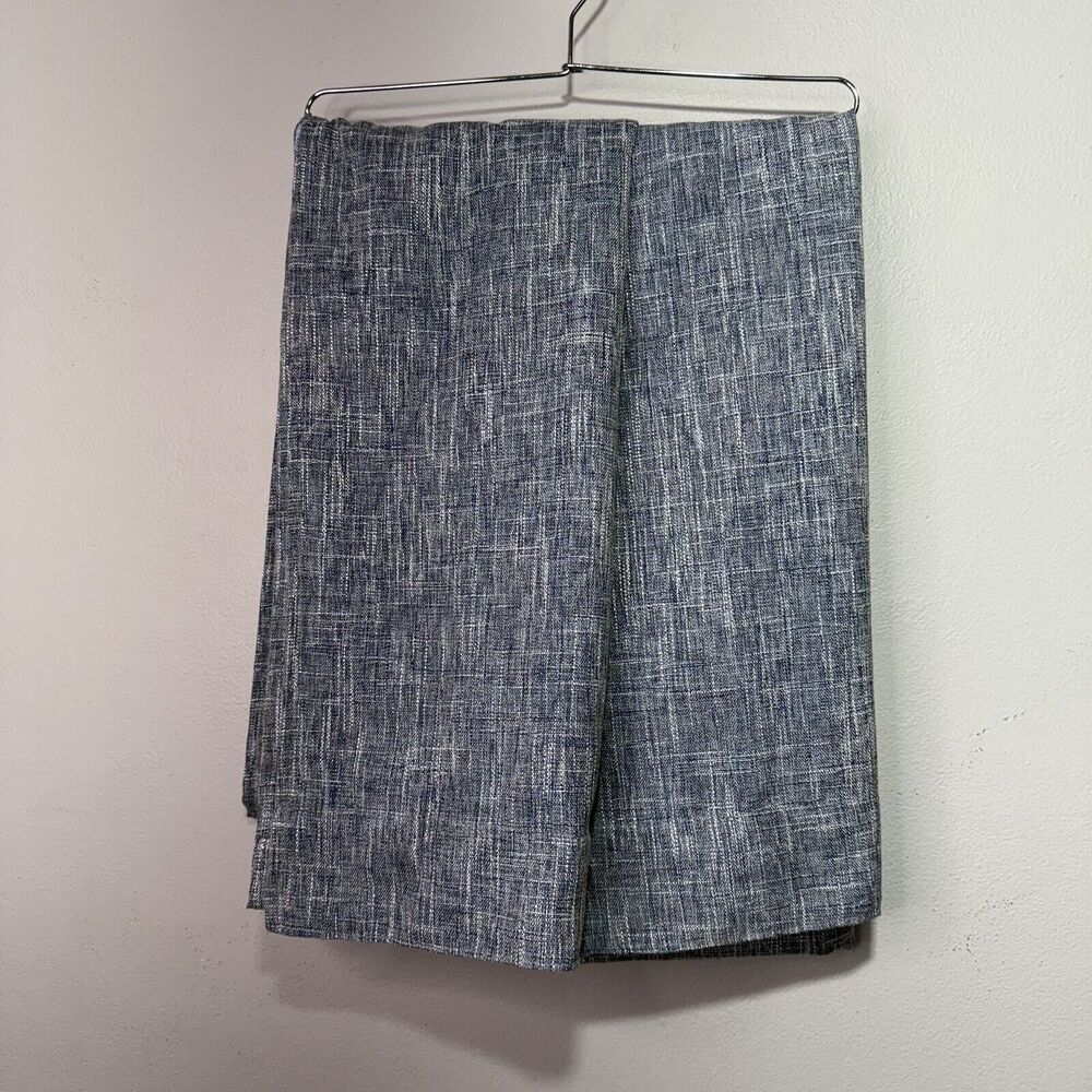 At Home Blue Textured Linen Look Curtain Panels 84”x37” Tab Top Set of 2